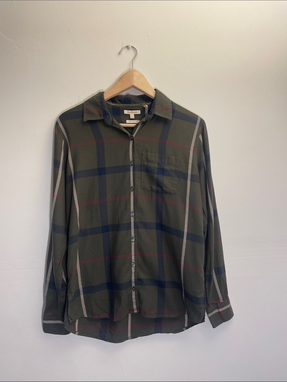 Barbour Oxer Check Button-Up Shirt Size 4